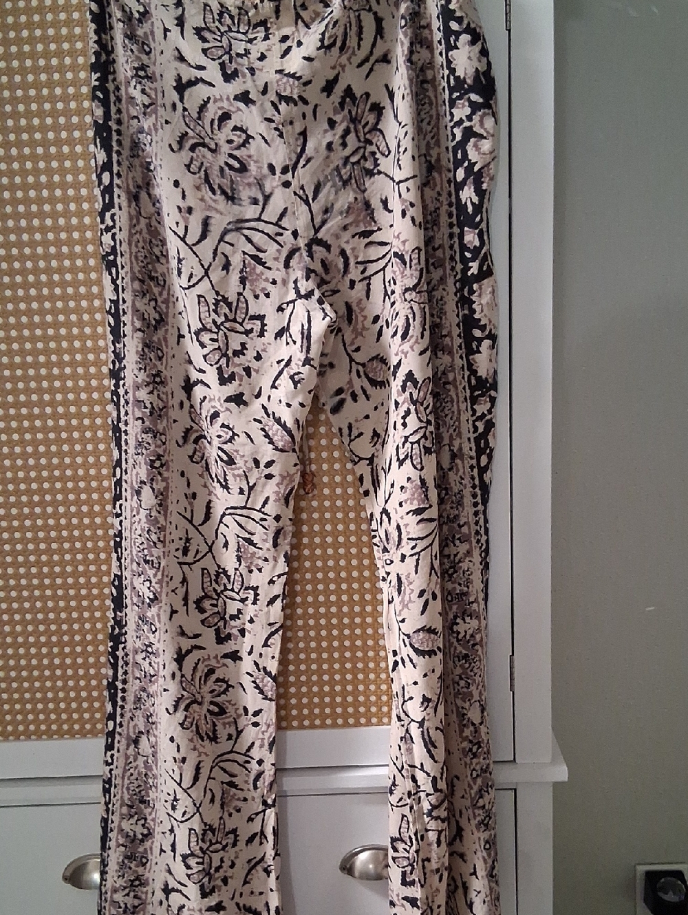 Chaser Cream and Black Floral Boot-Cut Pants